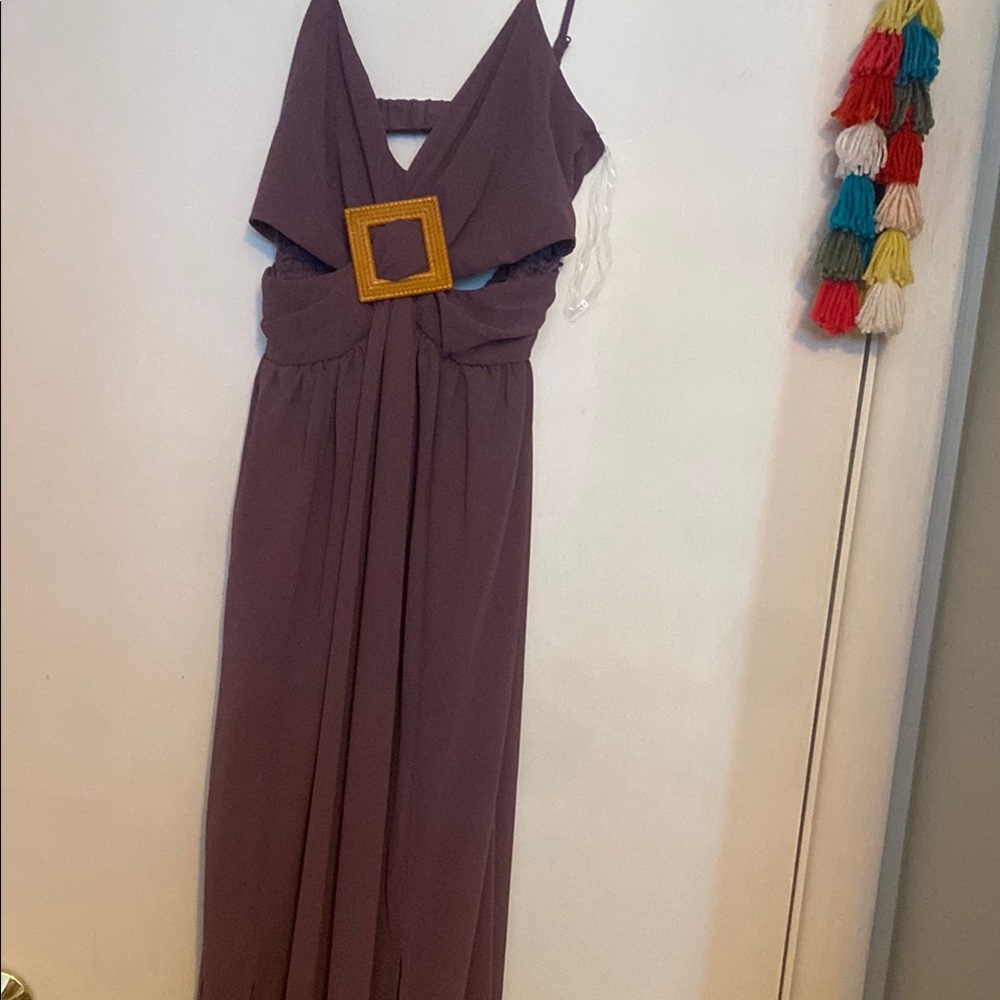 Purple Ruched Sleeveless Maxi Sundress - Picture 4 of 5